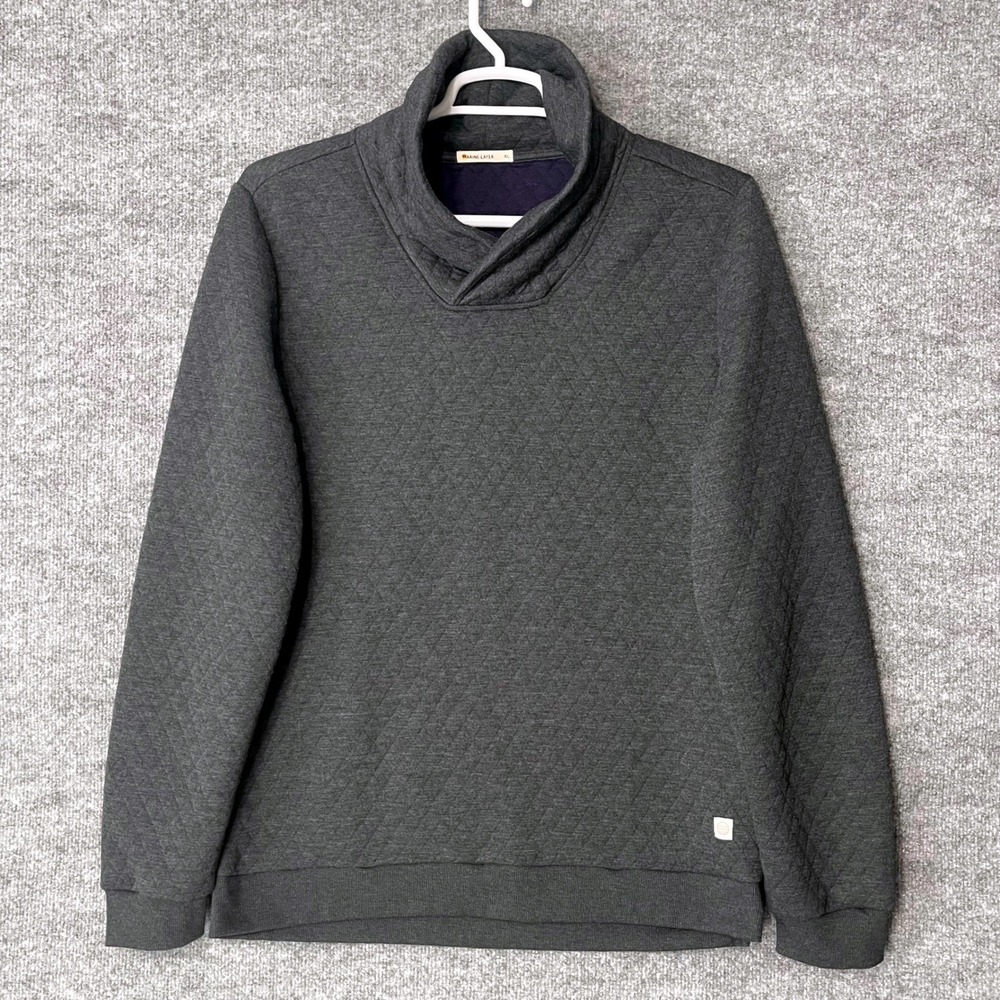 Marine Layer Corbet Quilted Shawl Pullover Charcoal Grey XL 13950 Outdoors Hike